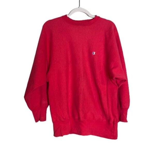 Vintage 90s Champion Reverse Weave Pink Made In USA Sweatshirt Large FLAWED - Picture 1 of 7